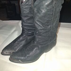 Chic Black Leather Heeled Boots